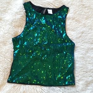 BEAUTIFUL SEQUINS CROP TOP XS